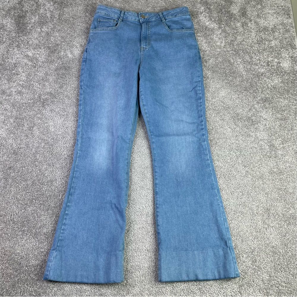 Bagatelle Jeans Women's 29 Blue Cropped Wide Leg High Rise Light Denim Stretch